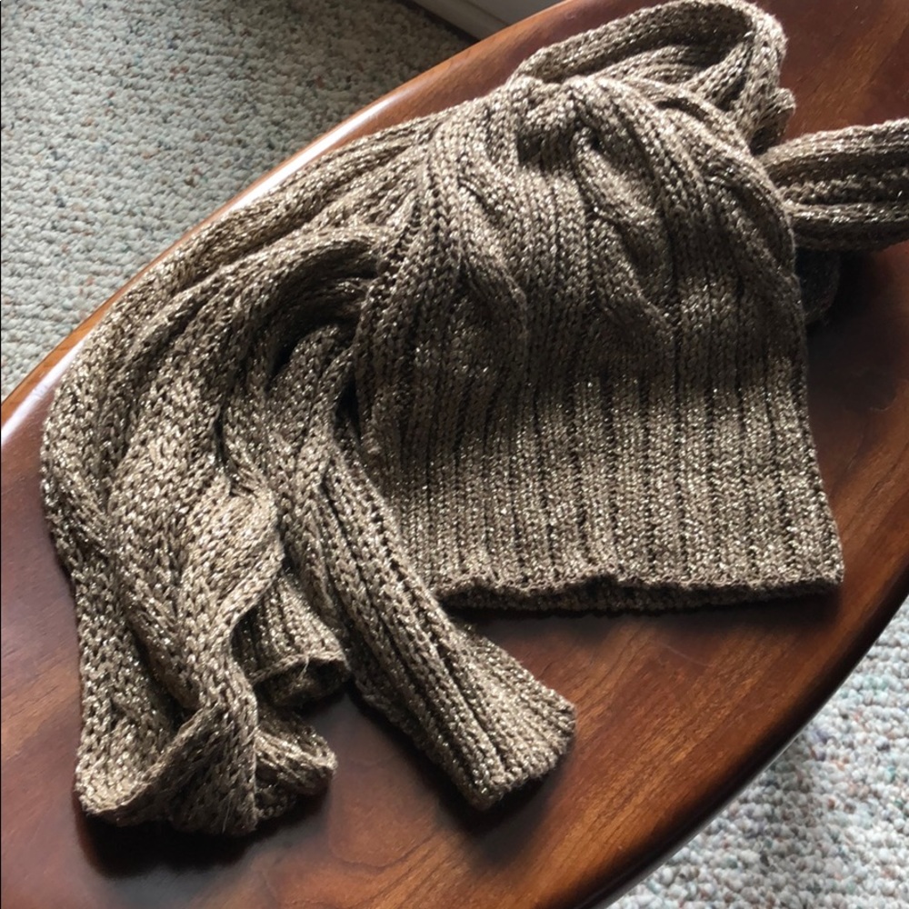 J Crew Gold knit hat and scarf set